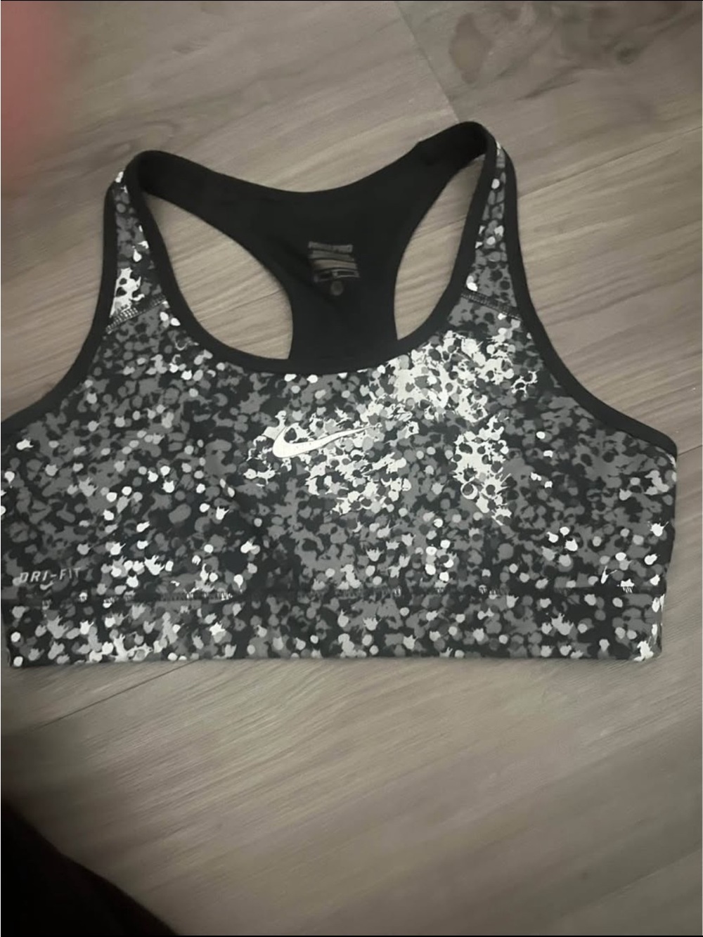 Nike Black & Silver Speckle Dri-FIT Racerback Sports Bra